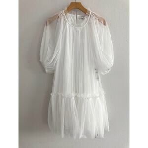 Aura Women’s Tulle Bridal Tiered Wedding Party Classic White‎ Dress Sz S